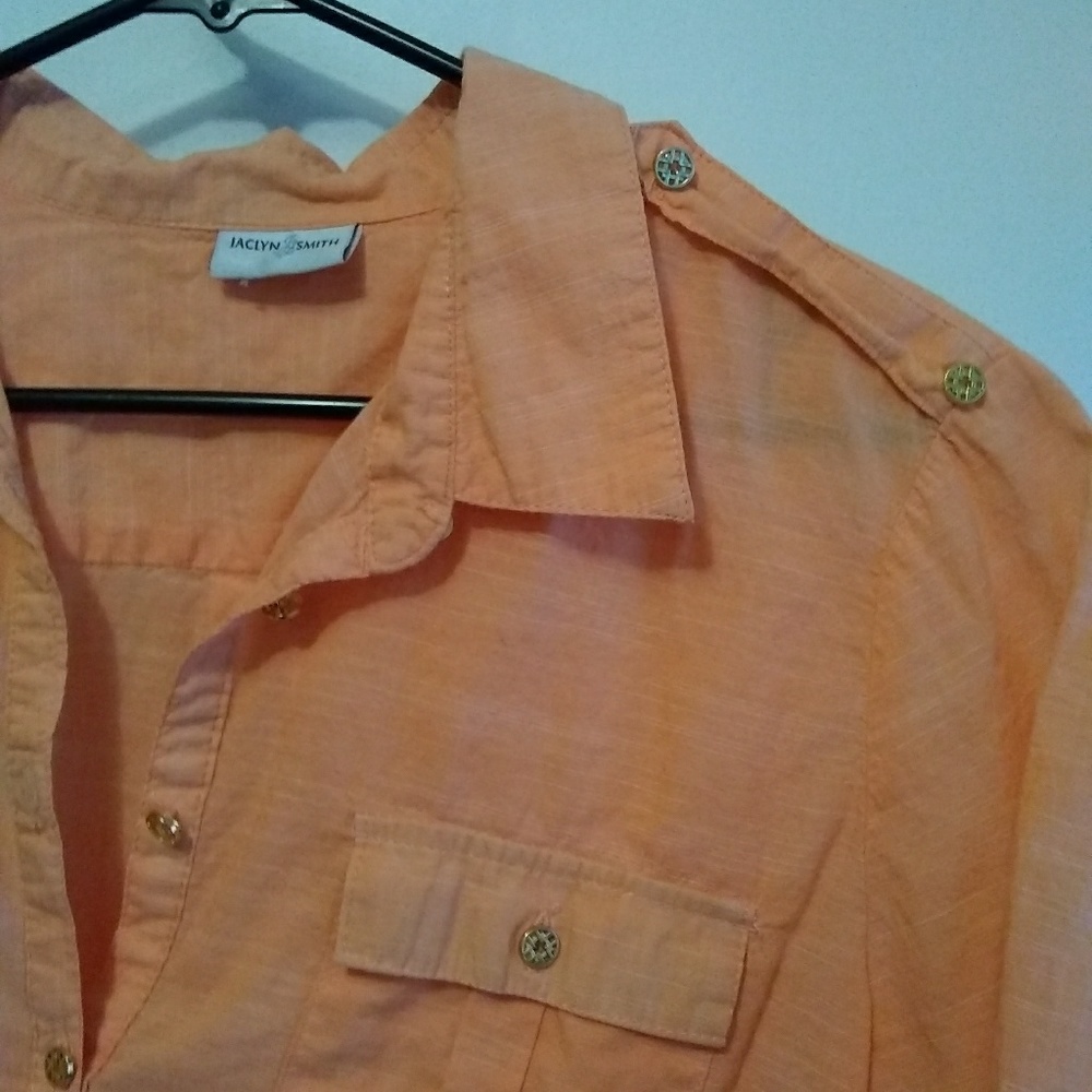 **Jaclyn Smith peach blouse**